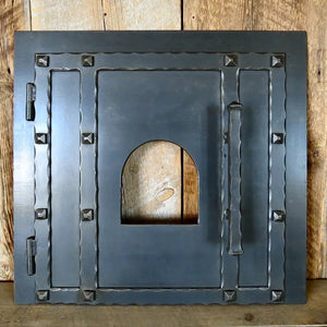 Rustic Square Hinged Pizza Oven Door - Old West Iron