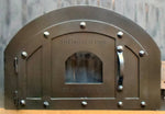 traditional style iron pizza oven door with rivets