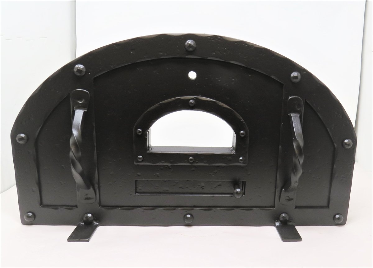 Custom Tuscan Arched Freestanding Pizza Oven Door gloss black