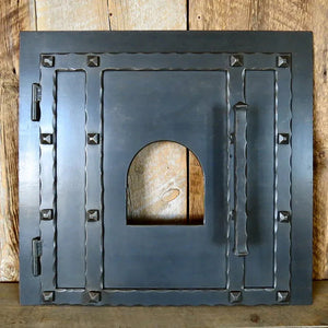 XL Rustic Square Hinged Pizza Oven Door - Old West Iron