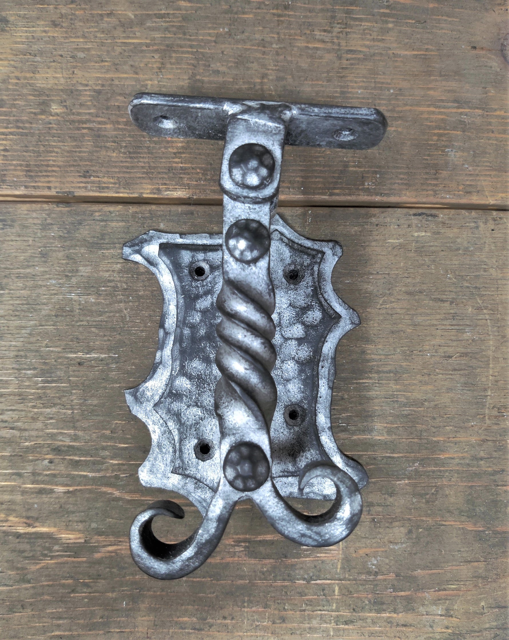 Nordic iron handrail bracket in aged pewter