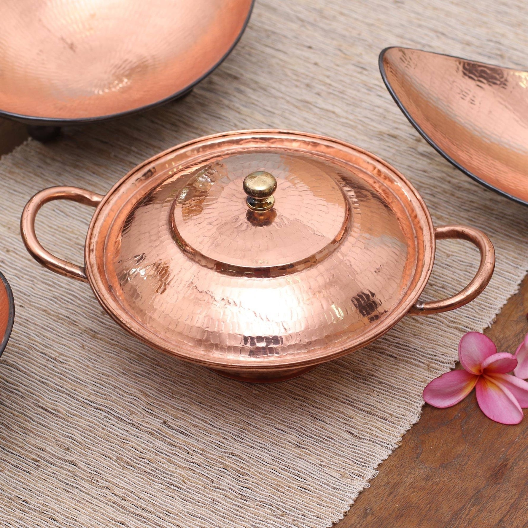 Novica Handmade Warm Glow Copper Serving Bowl Serving Trays Kitchen Accessory