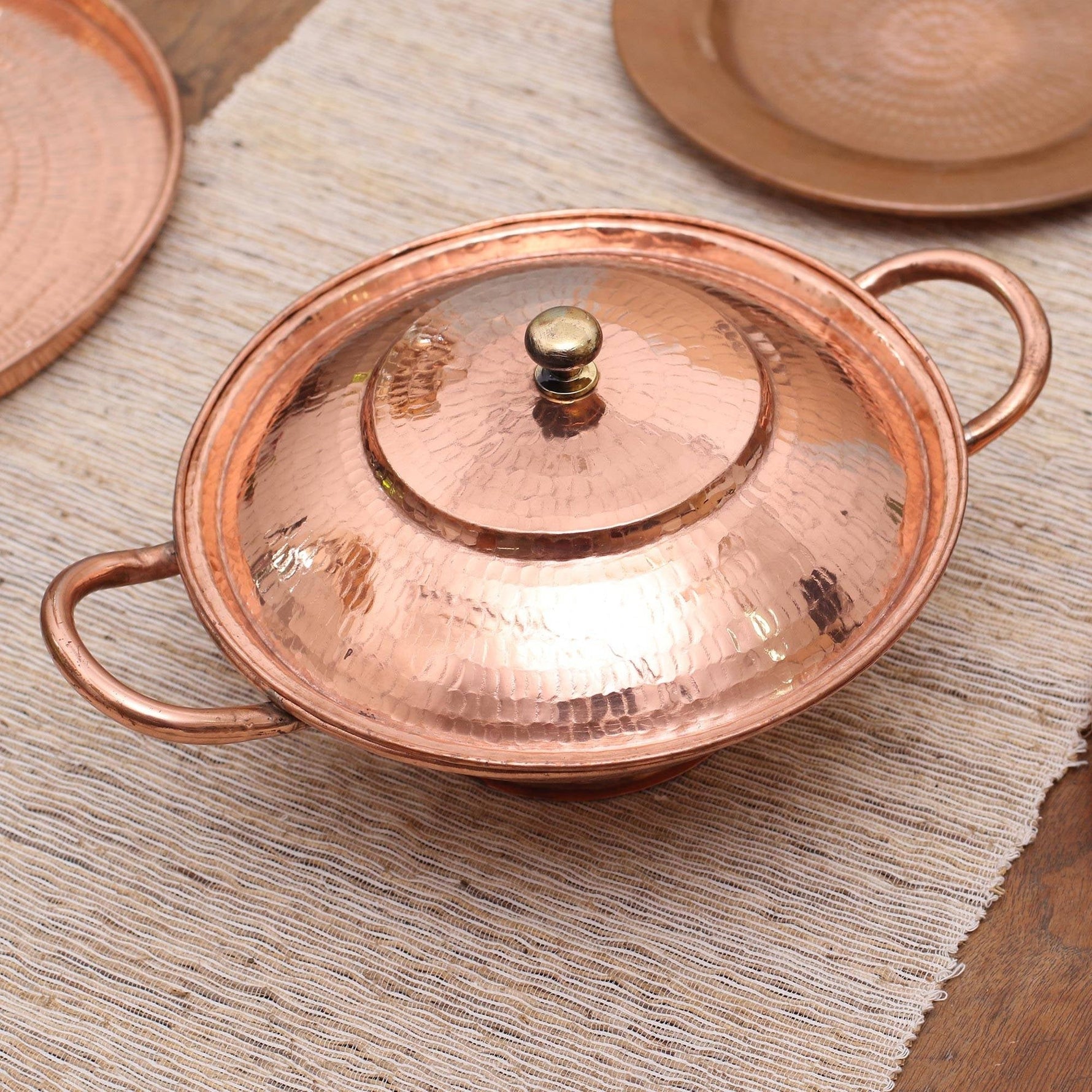 Novica Handmade Warm Glow Copper Serving Bowl Serving Trays Kitchen Accessory