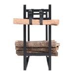 PHI VILLA Heavy Duty Firewood Racks Indoor/Outdoor Log Rack with Kindling Holder, 30 Inches Tall, Black Fireplace Accessory