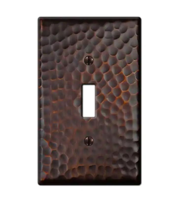 Aged Bronze Hammered Single Gang Switch Cover Switch Plates & Outlet Covers