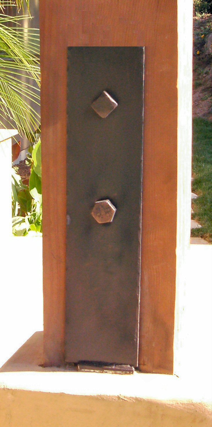 Plain Straight Iron Faux Post Base Brackets & Reinforcement Braces Post Base