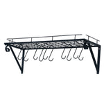 Wall Mounted Pots and Pans Rack with 10 Hooks Kitchen Accessory