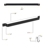 Wallniture Casto 30" Pot Rack Set of 2 with 30 Hooks, Utensil Holder, Iron, Black Pot Racks Kitchen Accessory