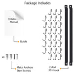 Wallniture Casto 30" Pot Rack Set of 2 with 30 Hooks, Utensil Holder, Iron, Black Pot Racks Kitchen Accessory