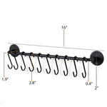 Wallniture Cucina 16" Kitchen Utensil Holder and Pot Organizer with 10 S Hooks Pot Racks Kitchen Accessory