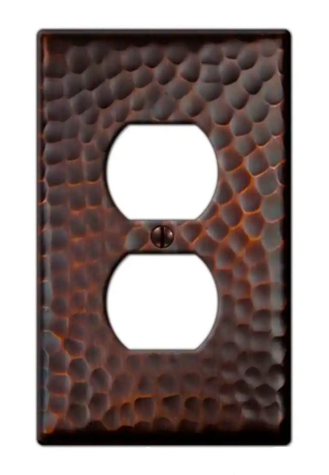 Aged Bronze Hammered Duplex Outlet Cover Switch Plates & Outlet Covers