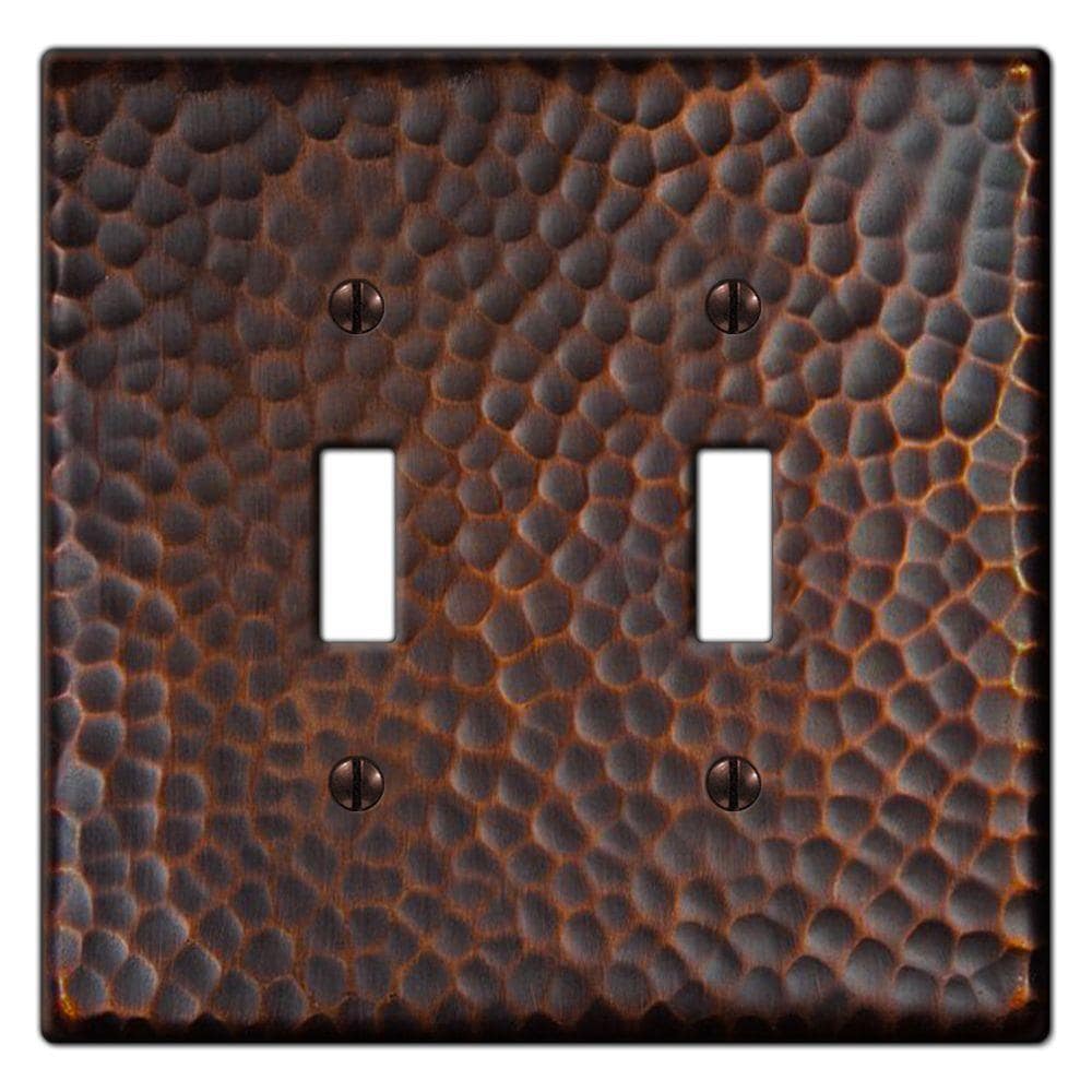 Aged Bronze Hammered Double Switch Plate Cover Switch Plates & Outlet Covers