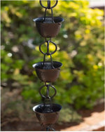 Black Hammered Rain Chain Aluminum Cups 8.5 ft Long