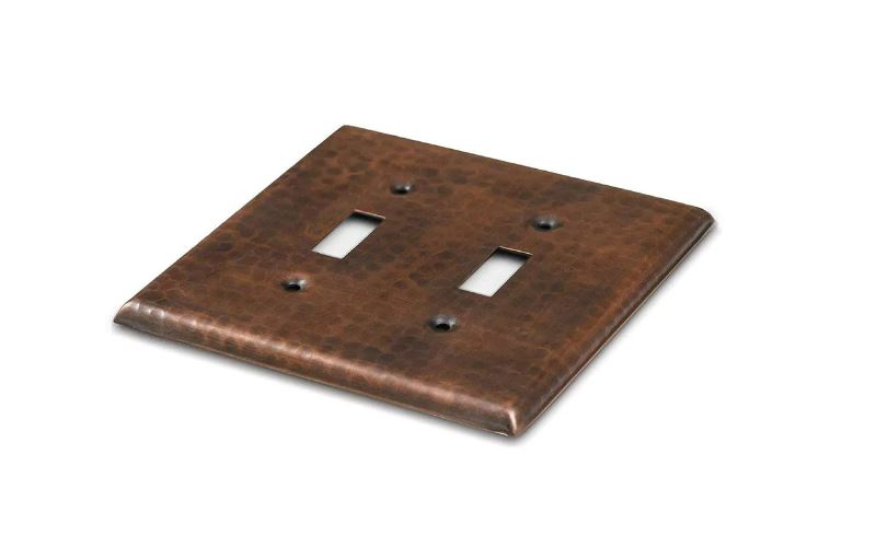 Solid Copper Hammered Double Switch Plate Cover Uncategorized Switch Plates & Outlet Covers