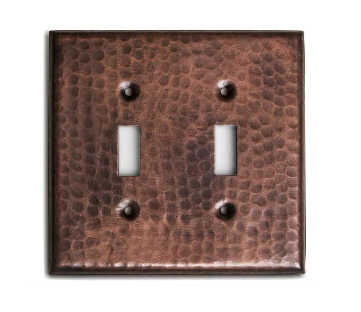 Solid Copper Hammered Double Switch Plate Cover Uncategorized Switch Plates & Outlet Covers