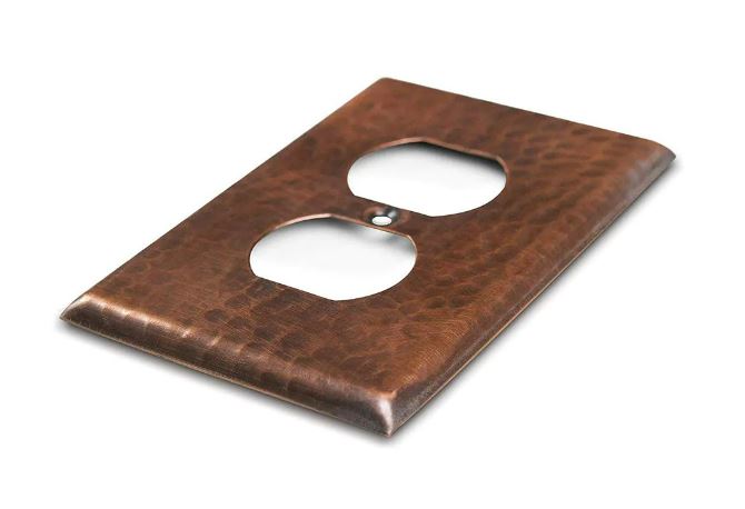 Solid Copper Hammered Duplex Outlet Cover Uncategorized Switch Plates & Outlet Covers
