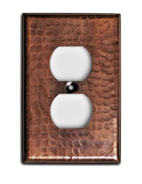 Solid Copper Hammered Duplex Outlet Cover Uncategorized Switch Plates & Outlet Covers