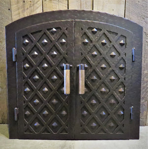 Custom French Country Arched Hinged Pizza Oven Door - Old West Iron
