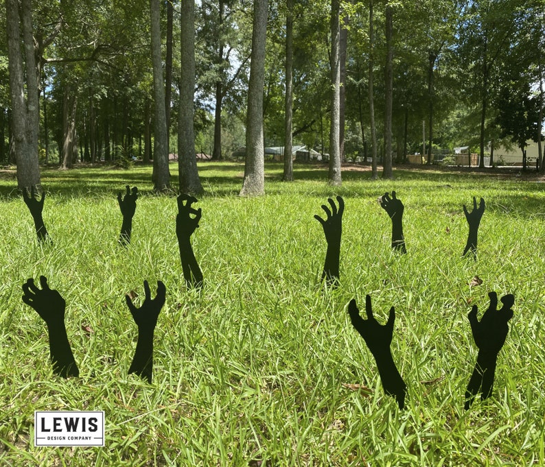 Zombie Hands Metal Yard Stakes Holiday Ornaments Halloween