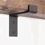 Rustic Fireplace Mantel with Metal Brackets
