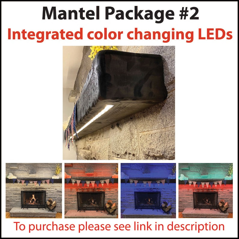 Rustic Fireplace Mantel with Metal Brackets