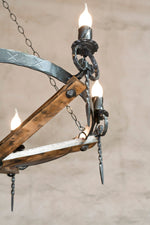 Wrought Iron & Wood Chandelier Light | Rustic chandelier Lighting