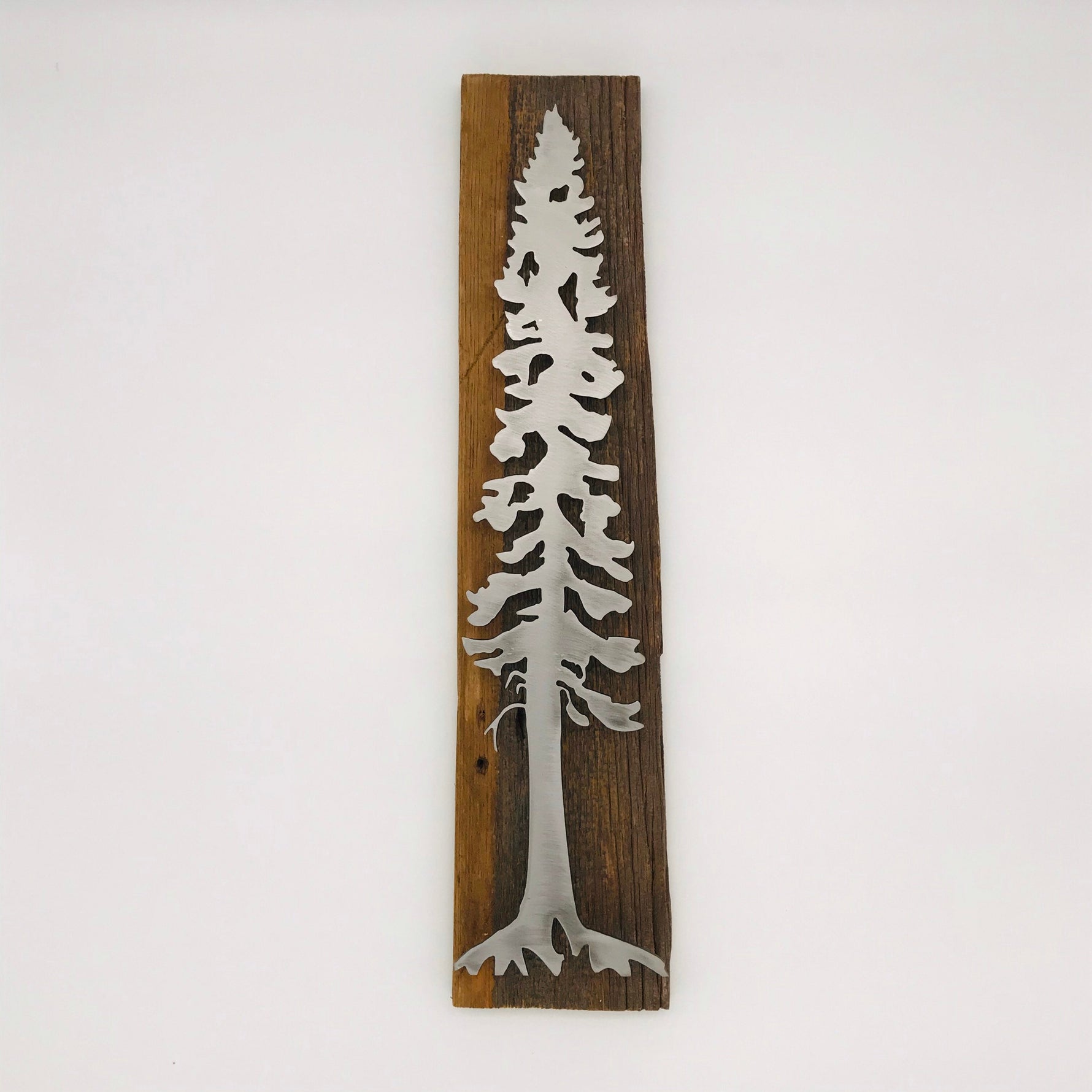 Set of Pine Trees on Barn Wood
