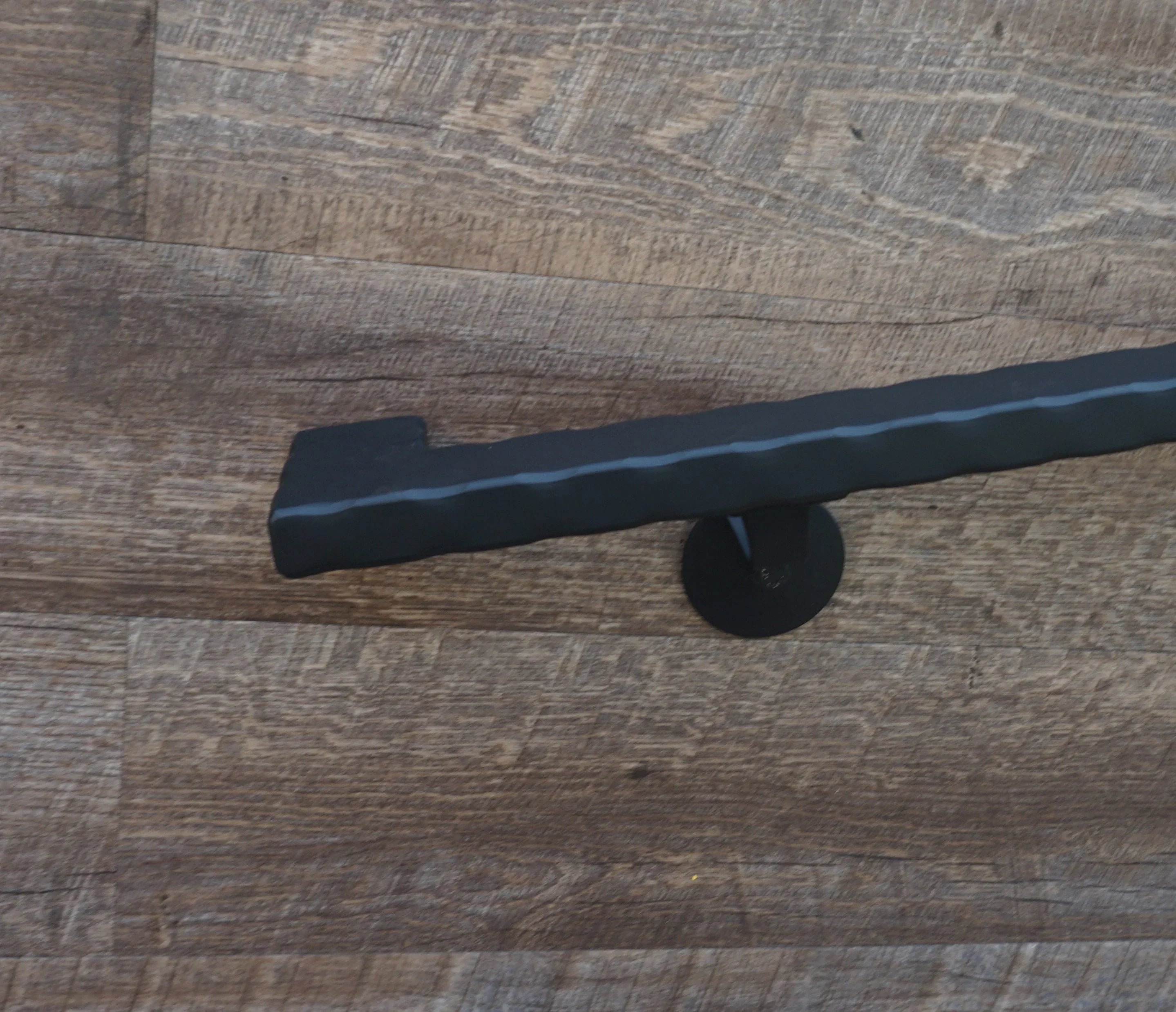 2" x 1" Hammered Flat Bar Wrought Iron Handrail - Old West Iron