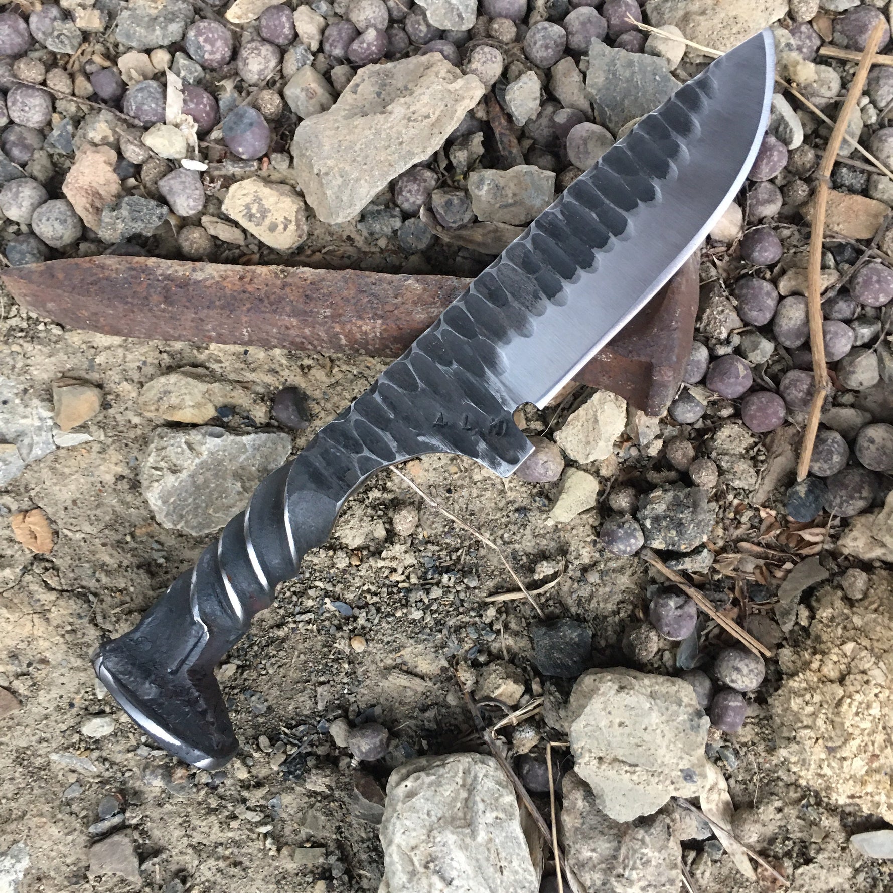 Fossil Drop Point Railroad Spike Knife Hunting & Survival Knives Knife