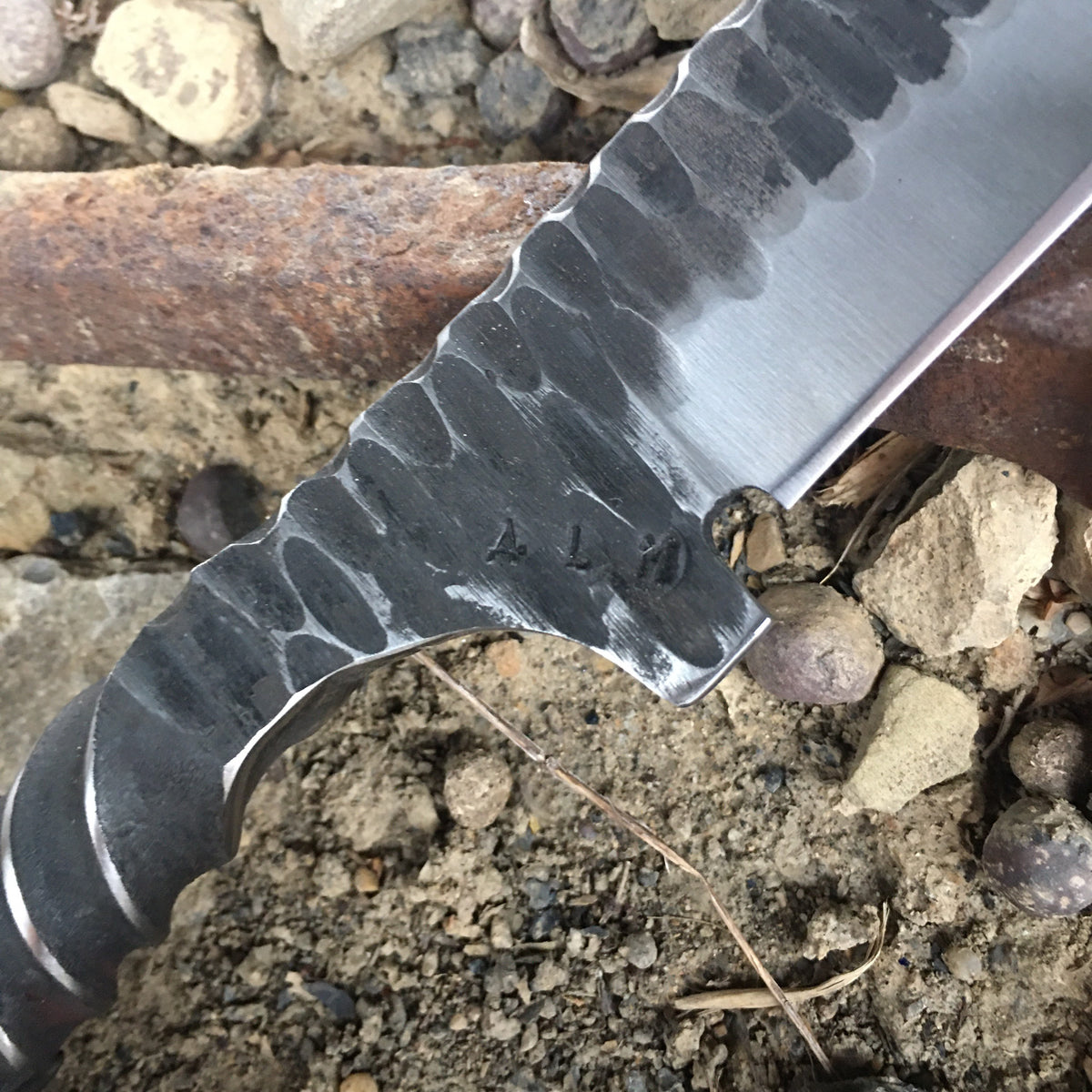 Fossil Drop Point Railroad Spike Knife – Old West Iron