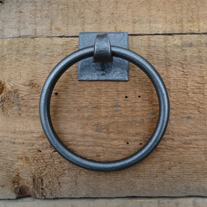 Classic Iron Towel Ring - Square Backplates - Old West Iron