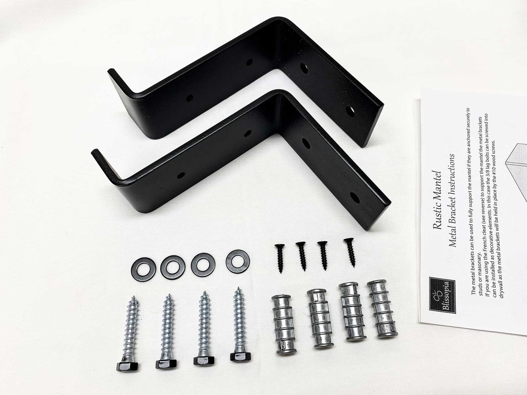 Rustic Fireplace Mantel with Metal Brackets