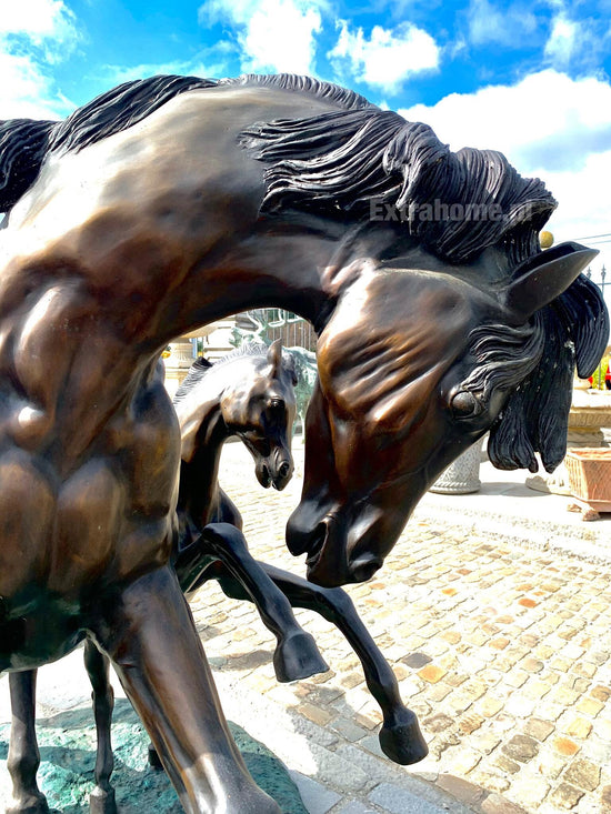Grand fer à cheval recyclé beuglant cerf jardin Sculpture extérieure j –  Old West Iron