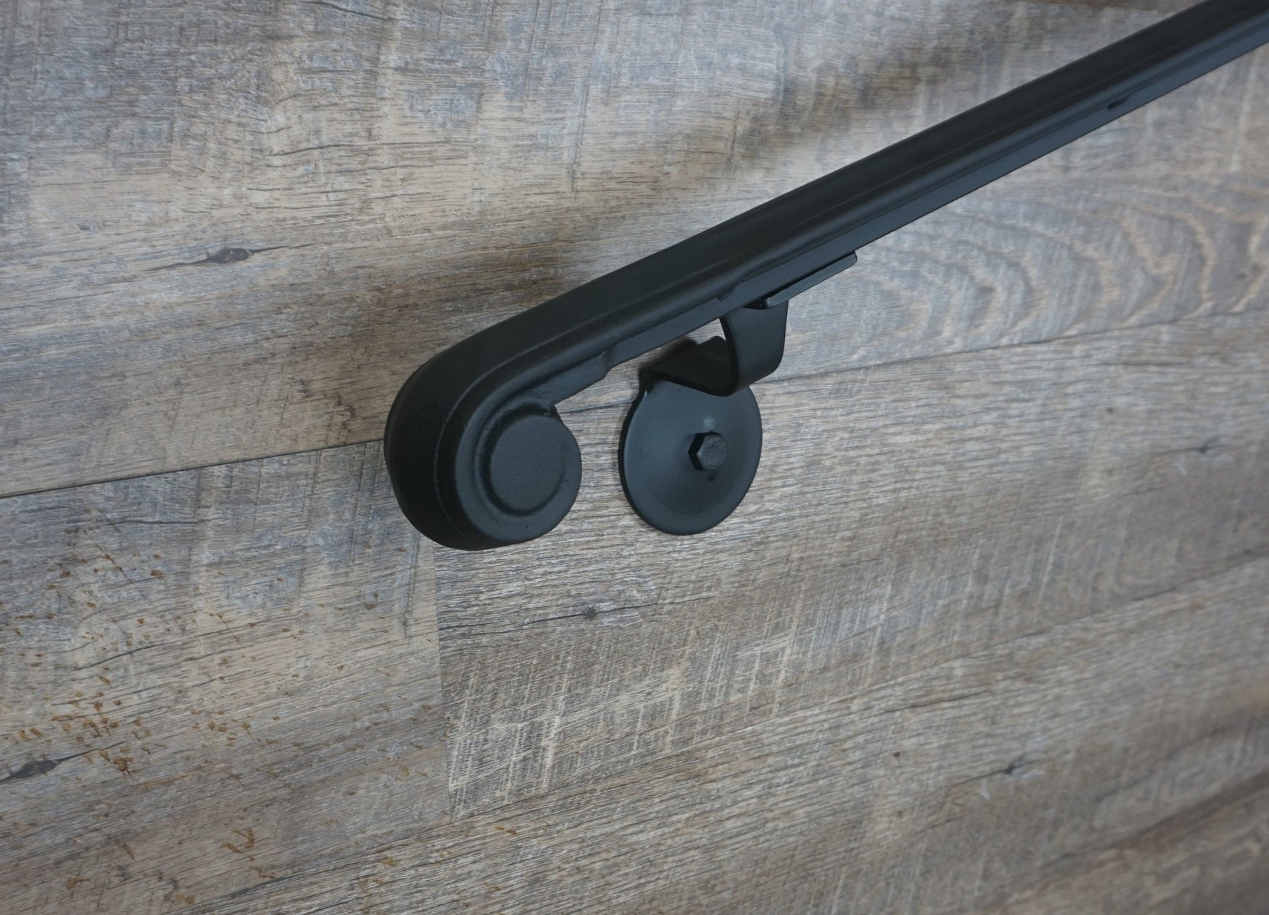 Hand Forged Molded Wrought Iron Handrail with Scrolled End Handrails & Railing Systems Handrail