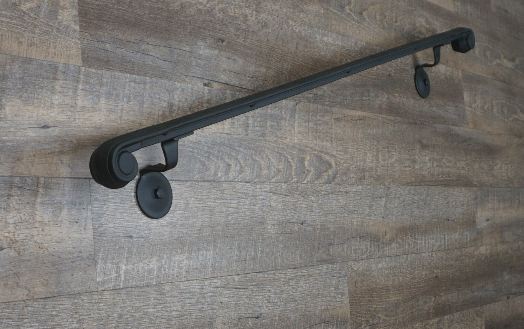 Hand Forged Molded Wrought Iron Handrail with Scrolled End Handrails & Railing Systems Handrail