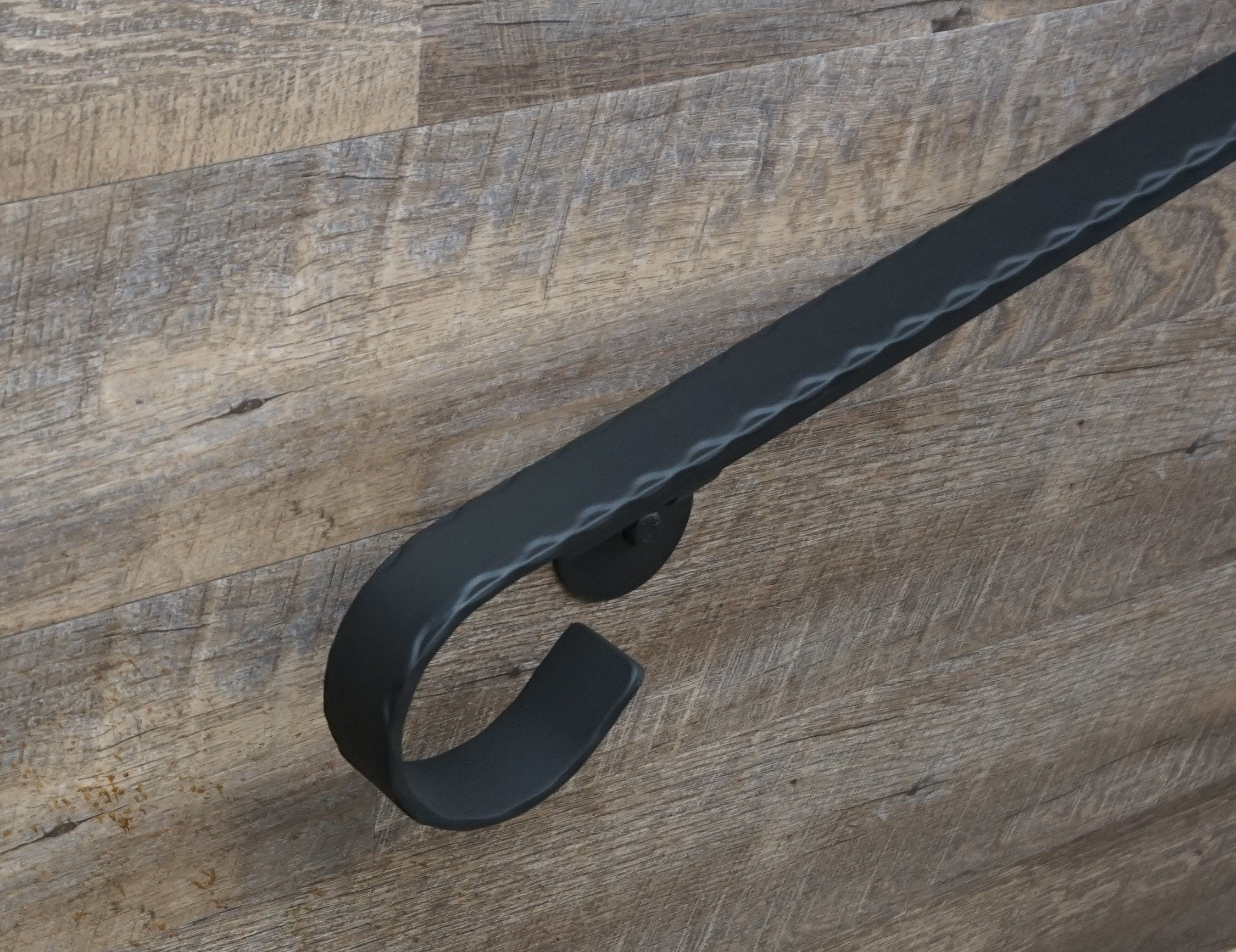 Hammered Edge Flat Bar Wrought Iron Handrail Handrails & Railing Systems Handrail