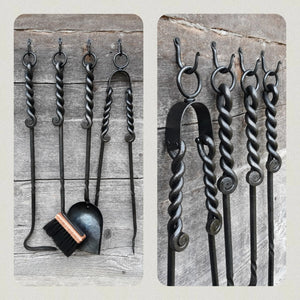 Set of Hand Forged Fireplace Tools 560mm - Old West Iron