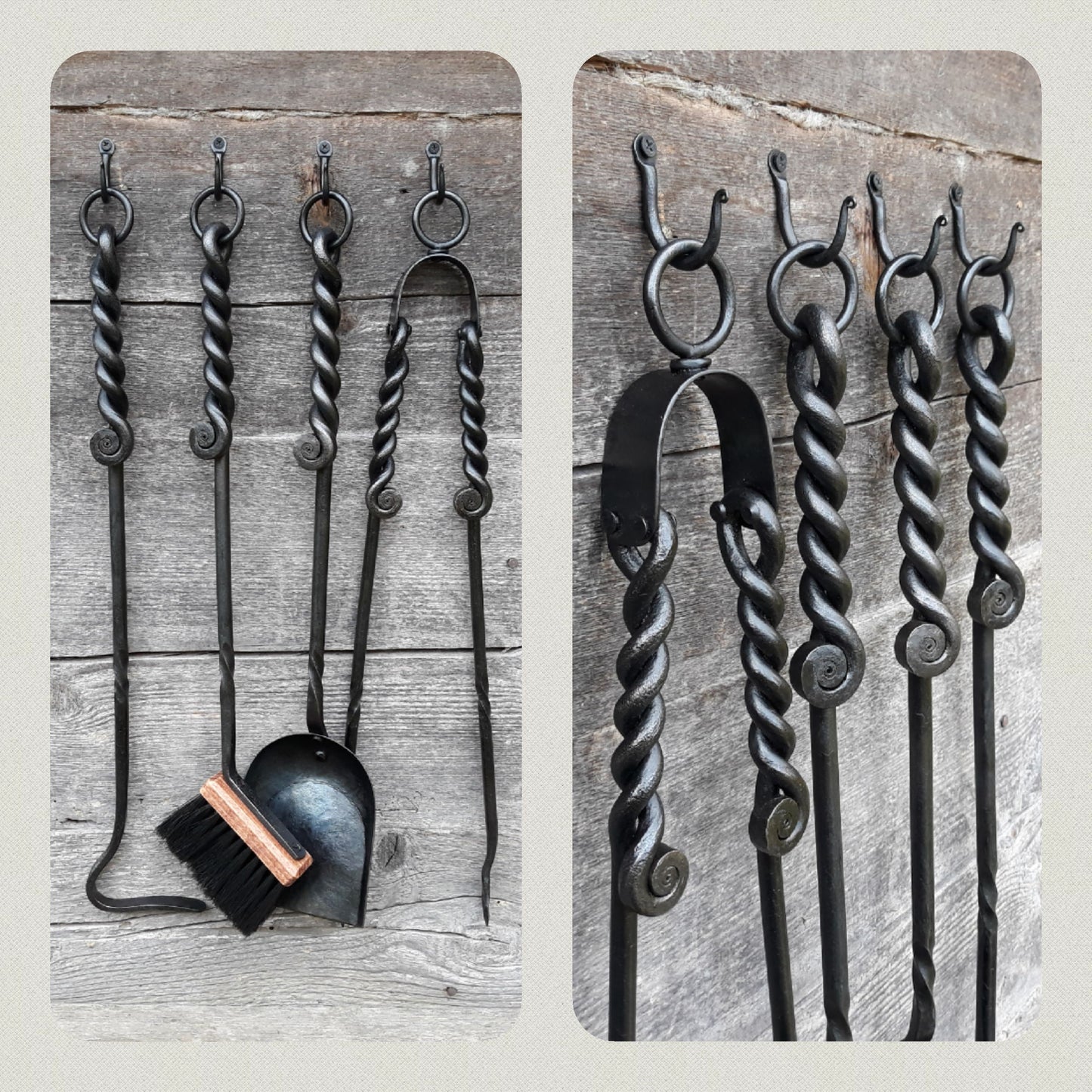 Ensemble d'outils forgés à la main pour cheminée et pelle à cheminée e –  Old West Iron