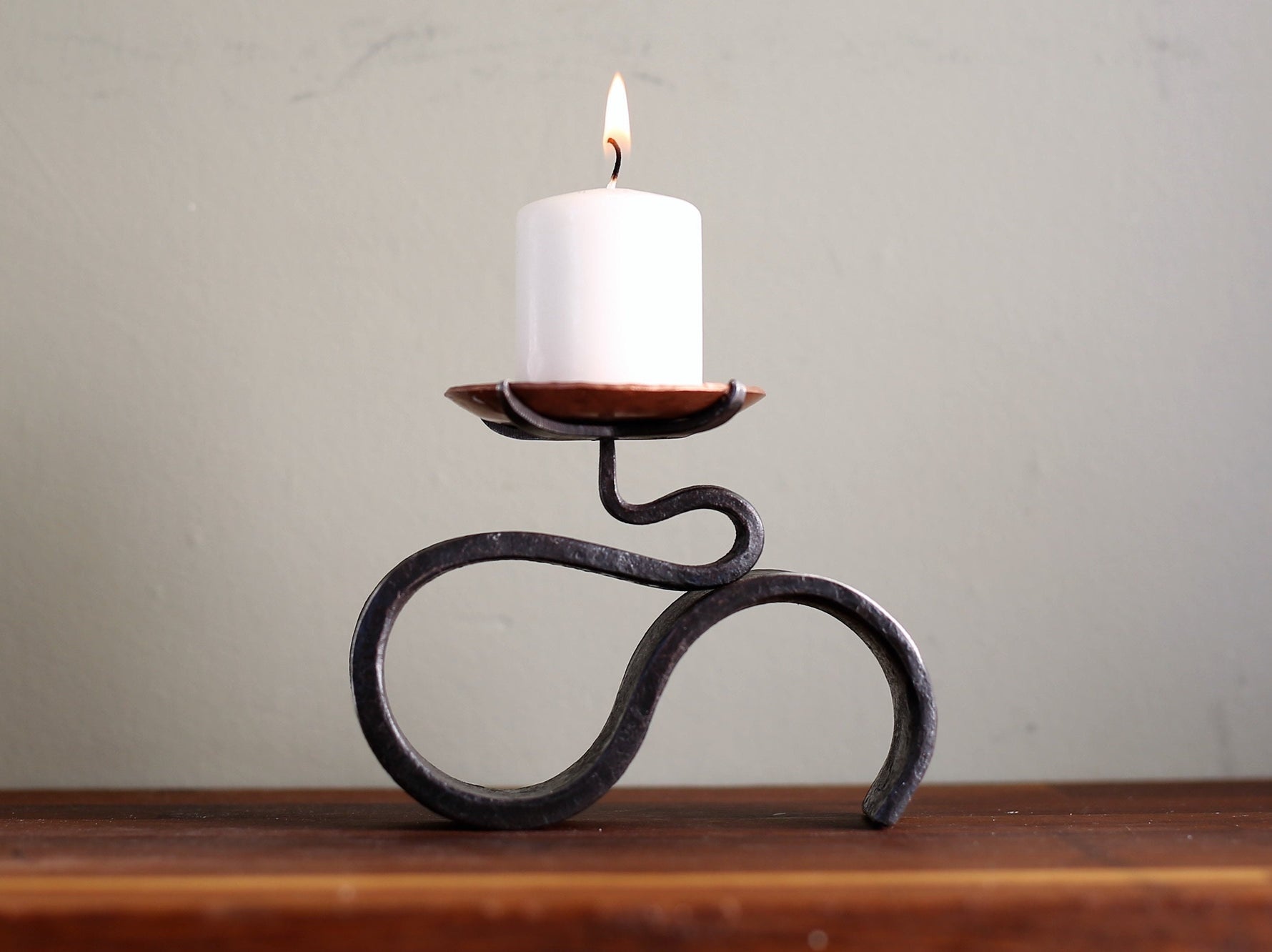 Candle Holder Iron and Copper - Hand Forged 6th 7th Anniversary Gift -Copper Sconce For Tea light - Holder for Votive Candle - Decorative