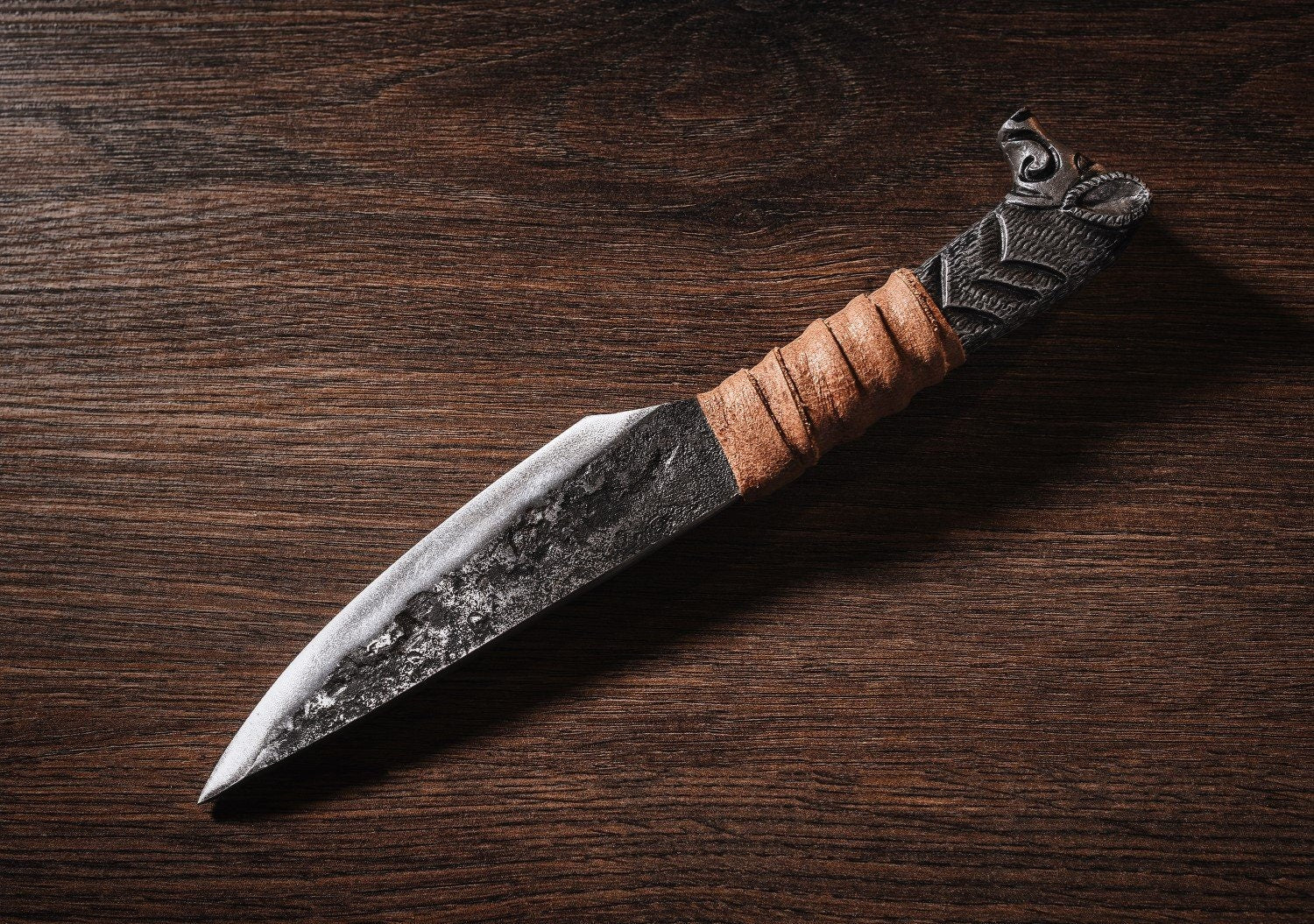 Hand Forged Boar's Head Viking Knife Hunting & Survival Knives knife