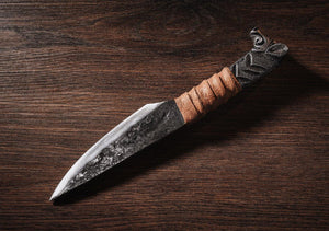 Hand Forged Boar's Head Viking Knife - Old West Iron