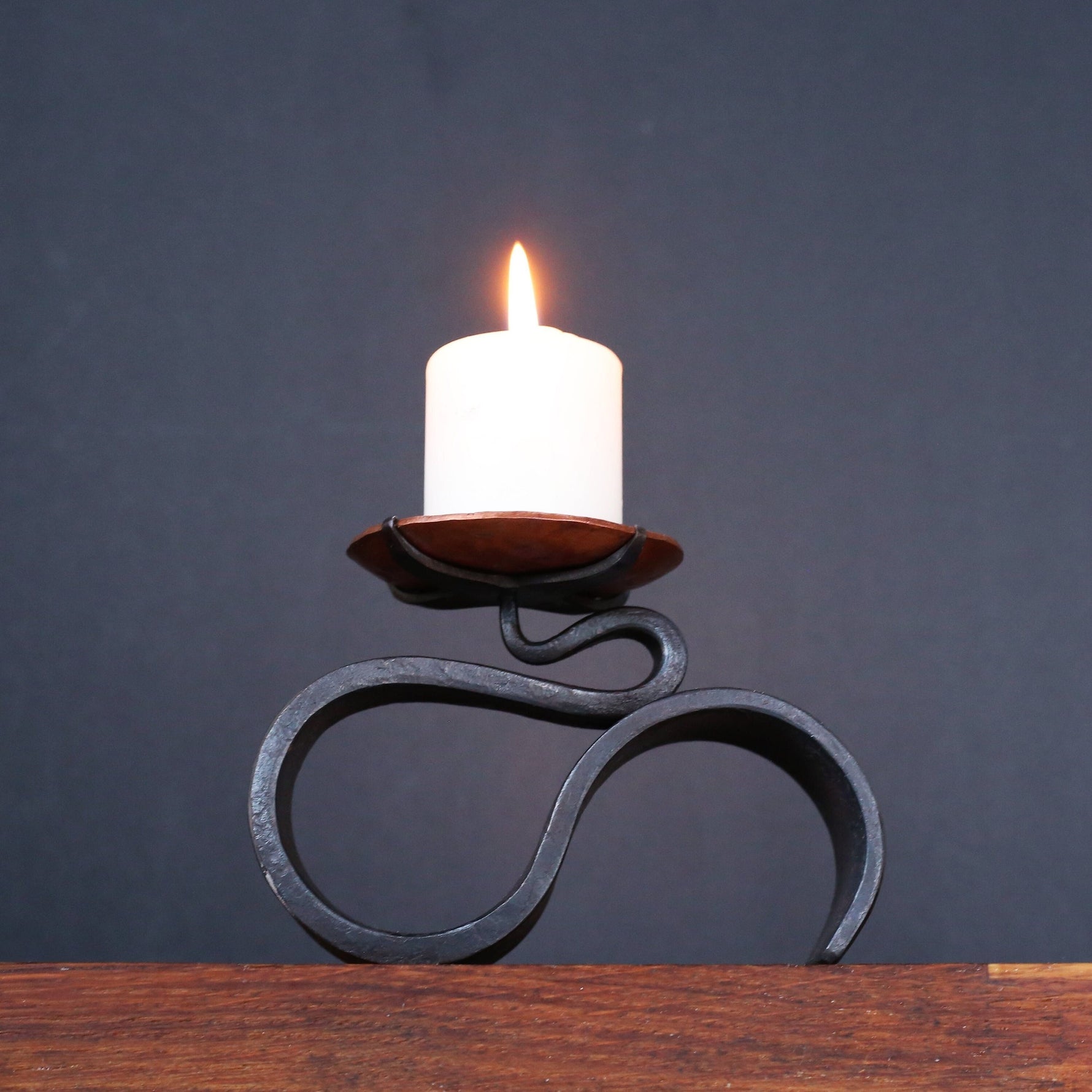 Candle Holder Iron and Copper - Hand Forged 6th 7th Anniversary Gift -Copper Sconce For Tea light - Holder for Votive Candle - Decorative