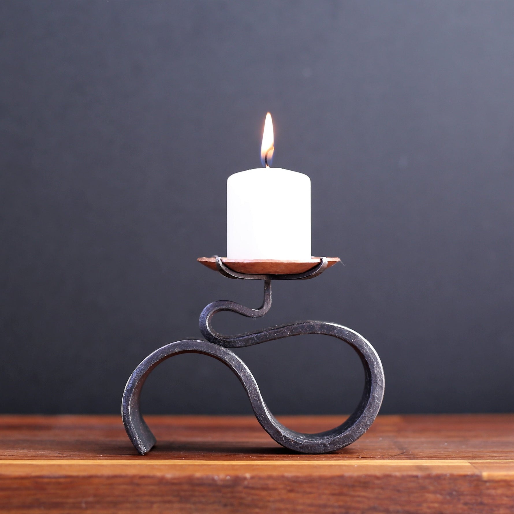 Candle Holder Iron and Copper - Hand Forged 6th 7th Anniversary Gift -Copper Sconce For Tea light - Holder for Votive Candle - Decorative
