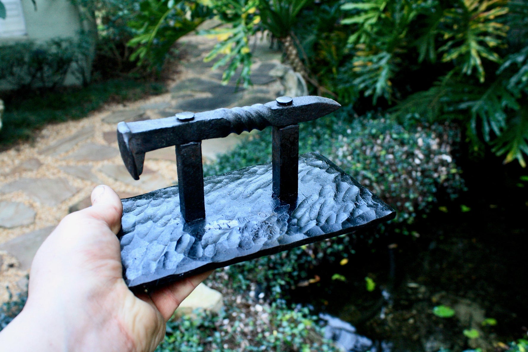 Railroad spike steak press Outdoor Grill Accessories Kitchen