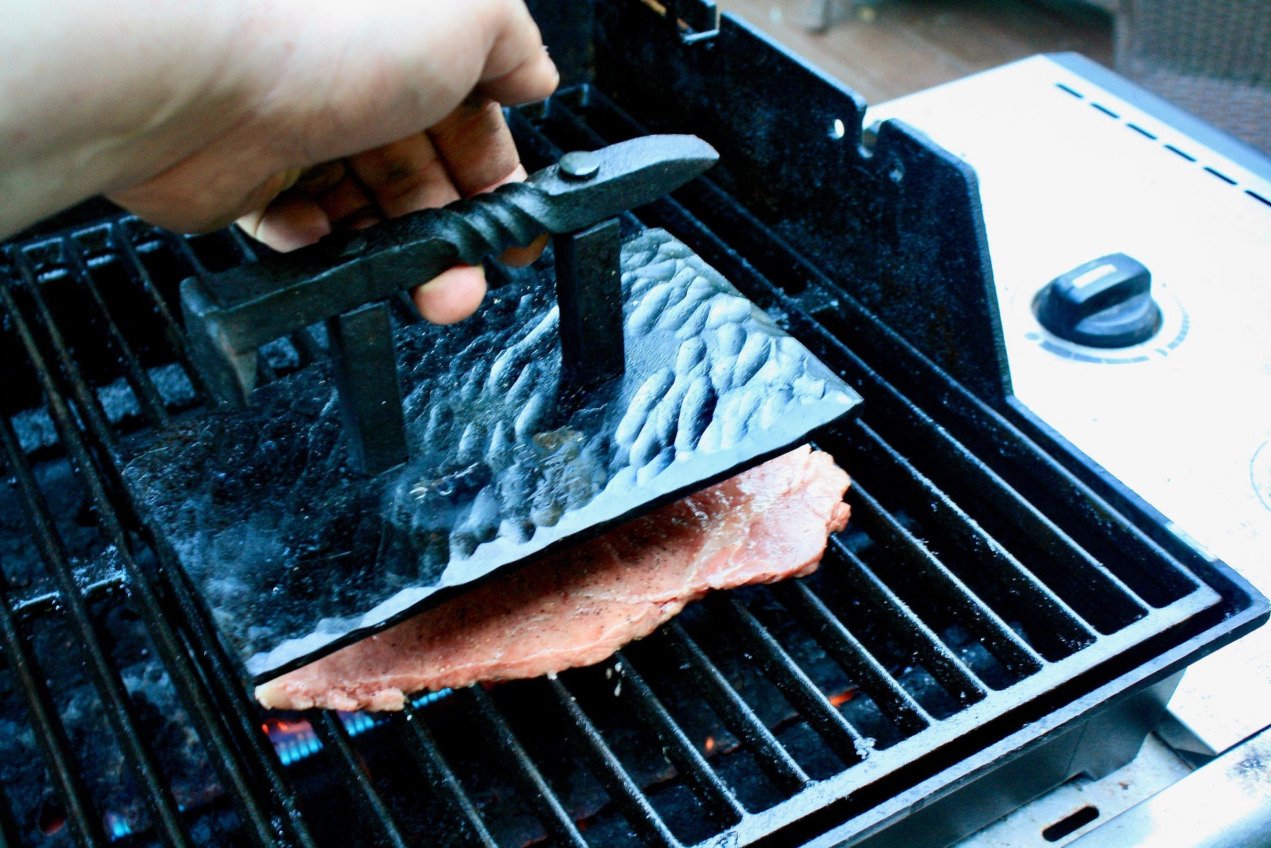 Railroad spike steak press Outdoor Grill Accessories Kitchen