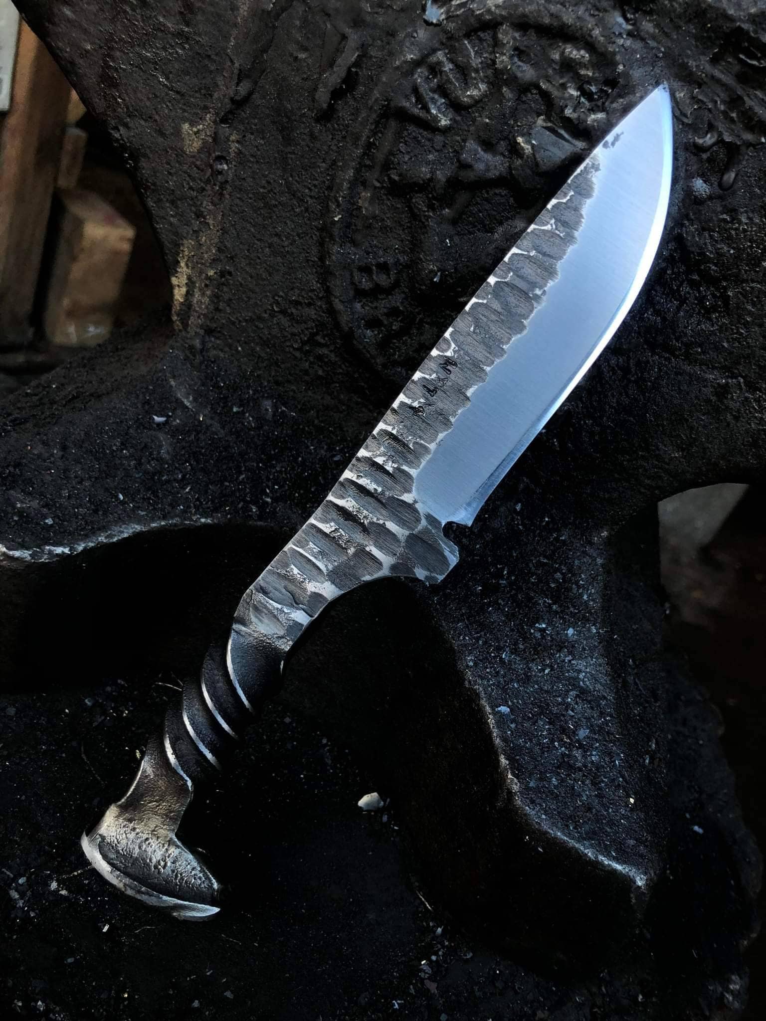 Fossil Drop Point Railroad Spike Knife Hunting & Survival Knives Knife