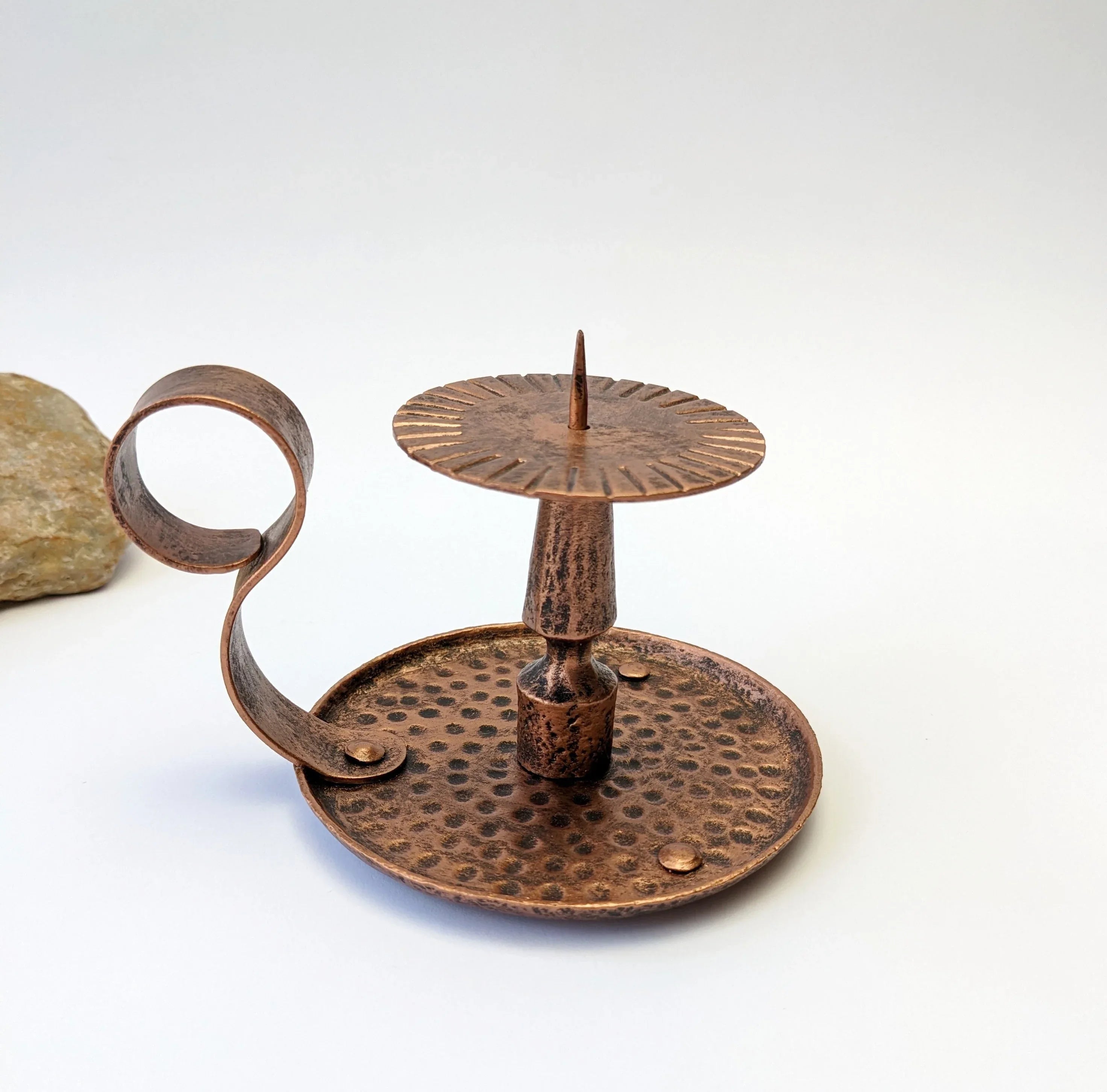 Copper Candle Holder With Bowl - Old West Iron