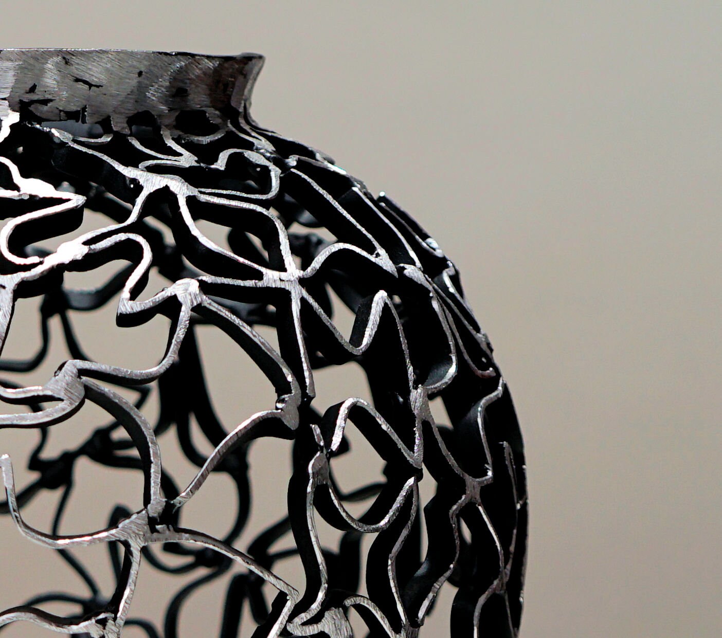 Handcrafted Metal Vase - Black & Silver Elegance