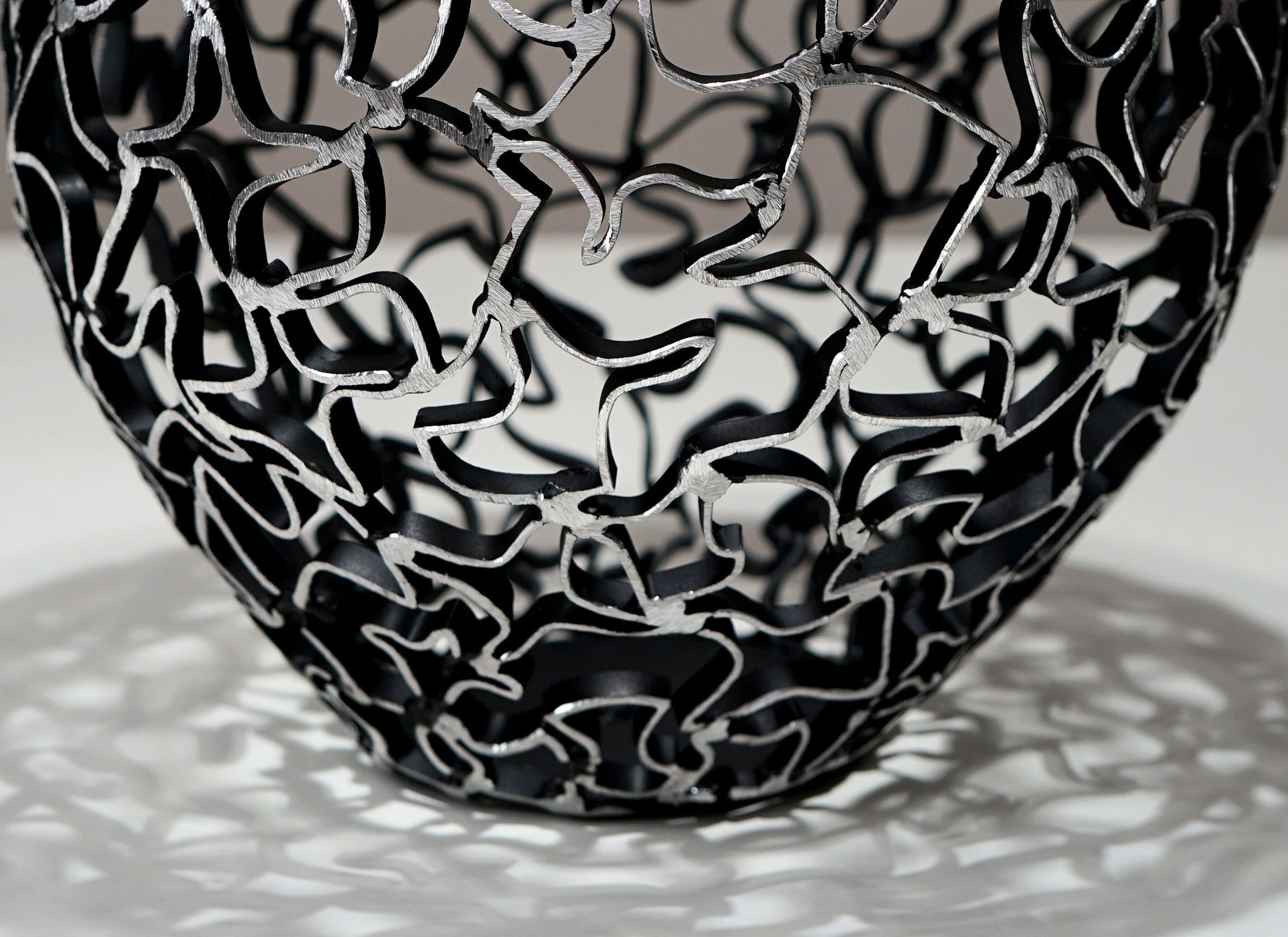 Handcrafted Metal Vase - Black & Silver Elegance