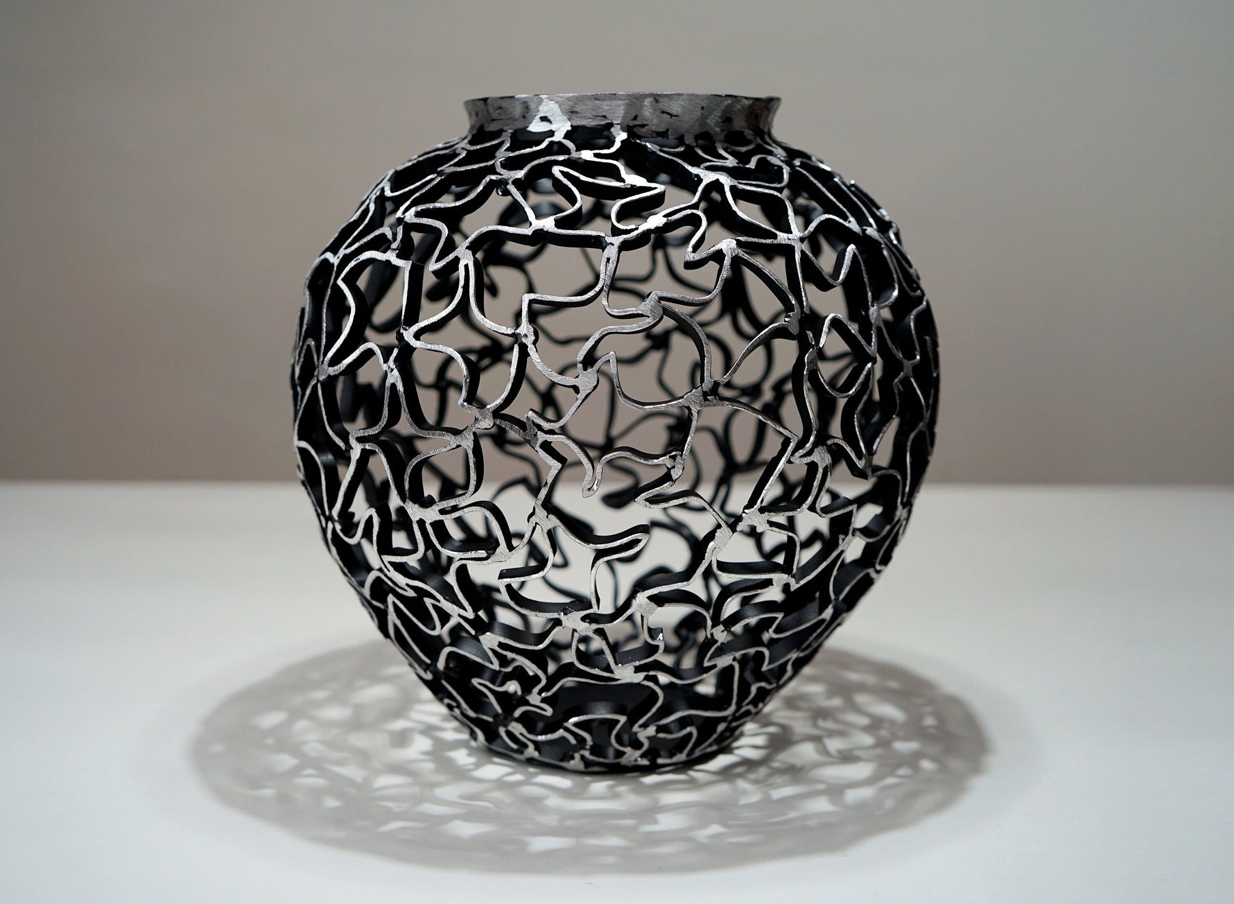 Handcrafted Metal Vase - Black & Silver Elegance